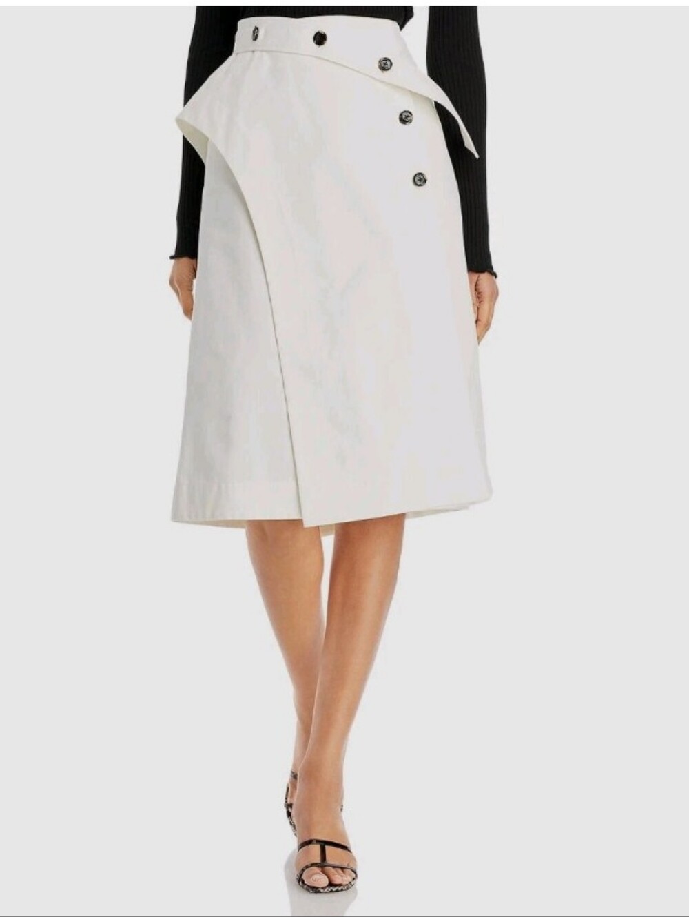 3.1 Phillip Lim Womens White Asymmetric Cotton Drapey A-Line Skirt Size 6